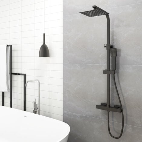 AICA SANITAIRE 200mm Black Square 1