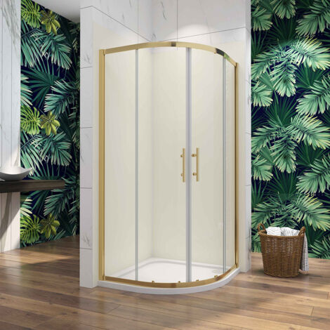 Aica Brushed Gold 800x800mm Quadrant Shower Enclosure