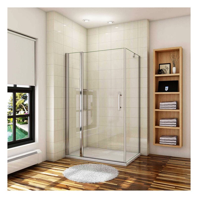 Aica Sanitaire - aica Cabine de douche 106x70x197cm porte de douche pivotante avec 1 élément fixe et une paroi latérale