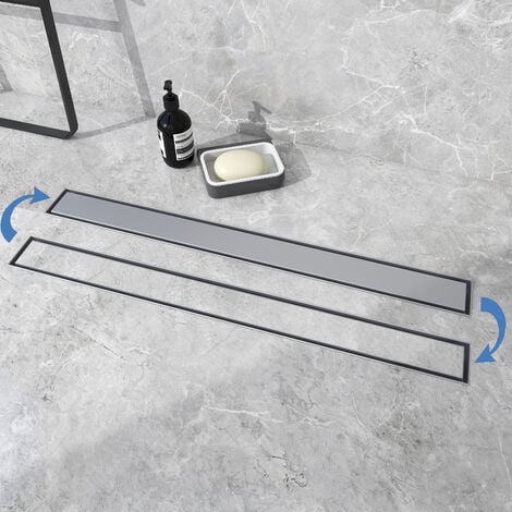 Desagüe de ducha de acero inoxidable 2 in 1 + sifon 360 Canaleta de ducha  para cuarto de baño sumidero con sifón antiolores filtro de desagüe 70 cm