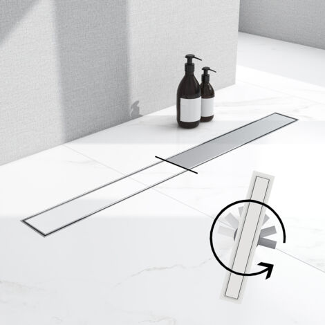 AICA caniveau de douche en acier inoxydable italien 2 en 1+siphon 360°, siphon de drainage au sol en carrelage, réglable en hauteur avec désodorisant – 100 cm