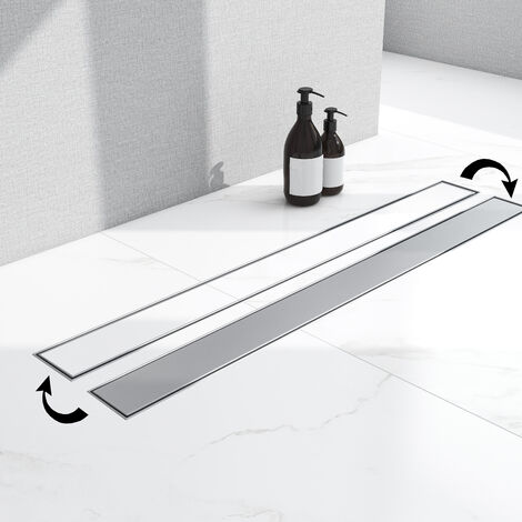AICA caniveau de douche en acier inoxydable italien 2 en 1, siphon de drainage au sol en carrelage, réglable en hauteur avec désodorisant - 110 cm