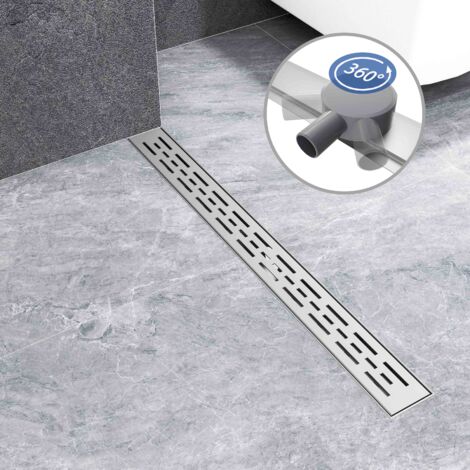 AICA Caniveau de douche en acier inoxydable italien, réglable sur 360°, avec filtre anti-odeur, longueur 80 cm
