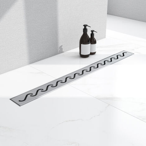 AICA caniveau de douche en acier inoxydable italien,siphon de drainage au sol en carrelage,réglable en hauteur avec désodorisant- Style 2-100 cm