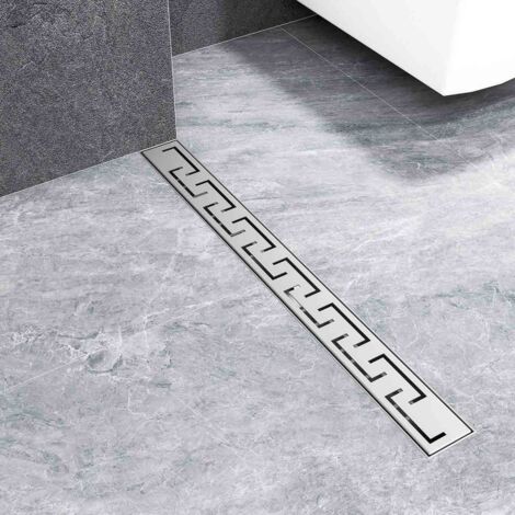AICA Caniveau de douche en acier inoxydable SUS 304, réglable en hauteur, avec filtre anti-odeur, style D Longueur 90cm