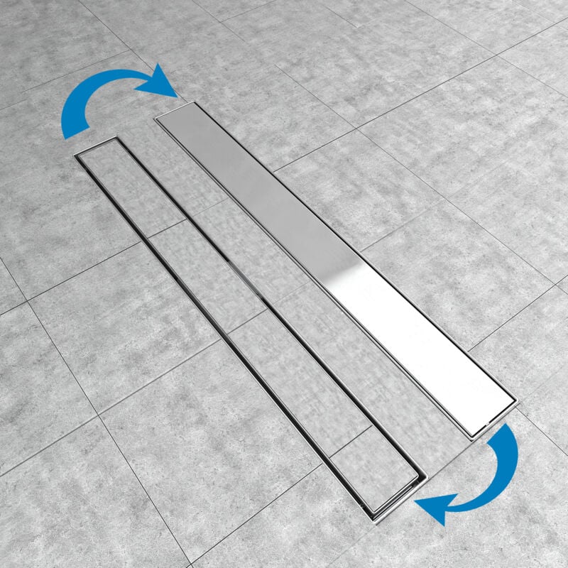 Aica Sanitaire - aica Caniveau de douche italienne 130 cm 2 en 1 en acier inoxydable 100% SUS304 siphon de sol à fente latérale rectangulaire