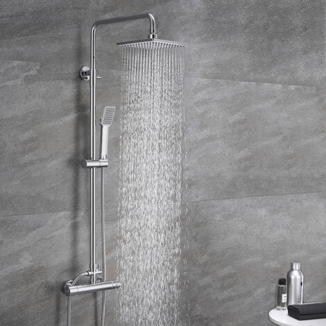 AICA Colonne de Douche Thermostatique Ensemble de Douche Chromé Système de Douche Robinetterie en COOL TOUCH Kit de Douche Réglable