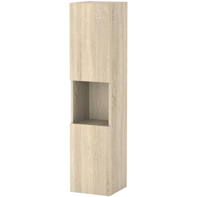 Aica Colonne de Salle de Bain Haute + 2 Porte, Compartiment,30 x 30 x 131.5 cm Chêne