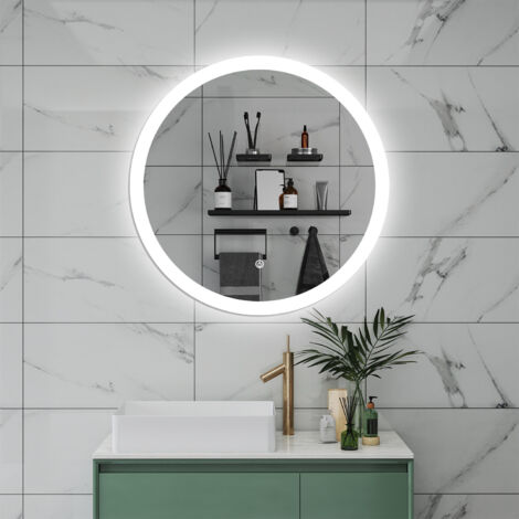 AICA Espejo de baño,60 x 60 cm,con LED luz , brillo ajustable, memoria agapada, antinieble
