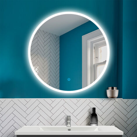 AICA Espejo LED de baño redondo 60cm + Interruptor táctil