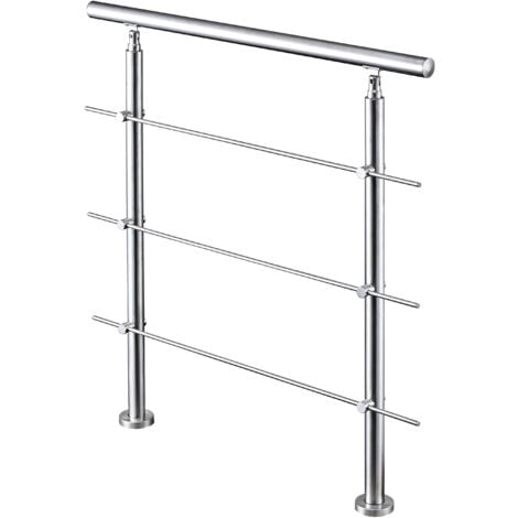 AICA SANITAIRE AICA Handlauf 120cm Geländer 3 Querstäbe Treppengeländer Brüstung 201 Edelstahl