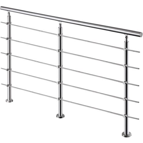 AICA SANITAIRE AICA Handlauf 200cm Geländer 5 Querstäbe Treppengeländer Brüstung 201 Edelstahl
