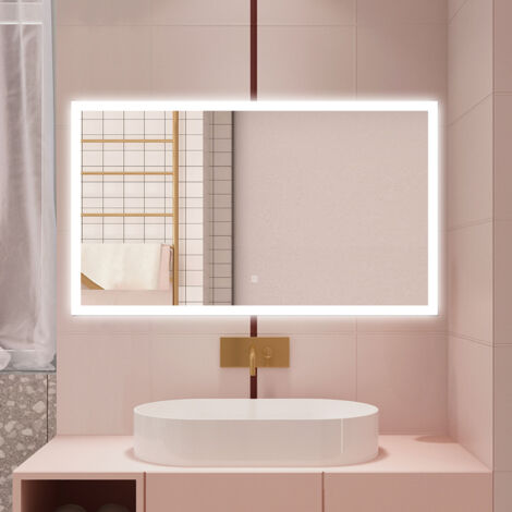 AICA LED SPECCHIO DA BAGNO 100 X 60 CM, LUMINOSITÀ REGOLABILE A 3 COLORI, ANTIAPPANNAMENTO, MEMORIA DI INTERRUZIONE DI CORRENTE