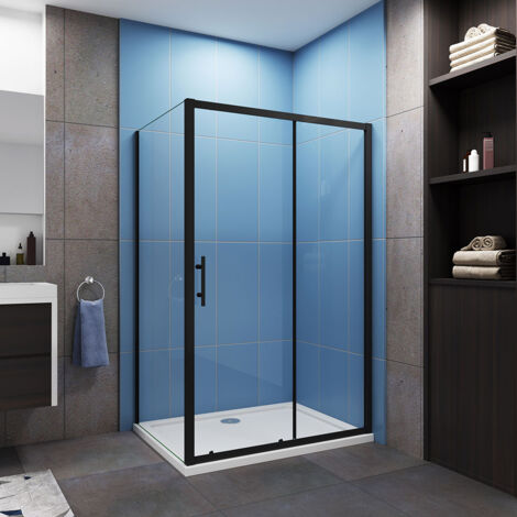 Jaquar Fusion Plus 1200 X 800mm Black Frame Sliding Shower Door Corner - View #7