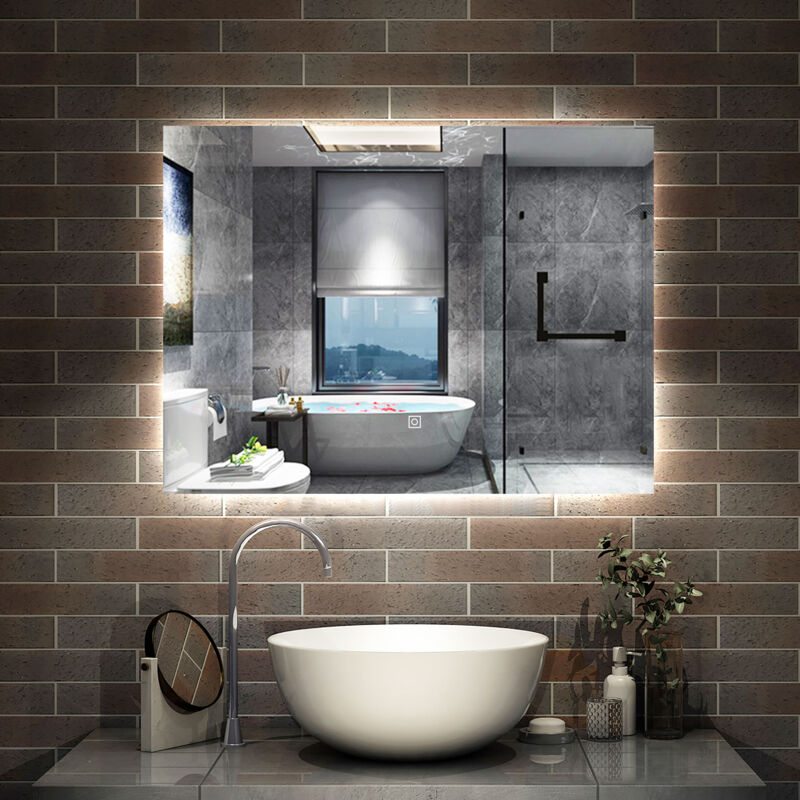 Aica Sanitaire - aica Miroir lumineux led 6000k blanc luminosité ajustable avec anti-buée et mémoire 70x50cm