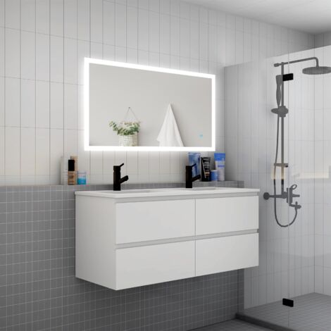 AICA Mueble de baño con lavabo,cuatro cajones, 120 x 46x 52cm,blanco