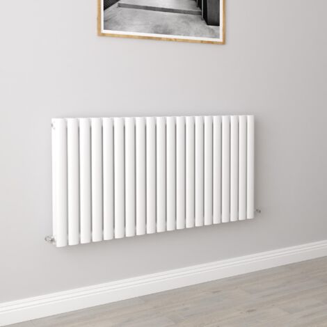 AICA Oval Column Designer Radiator Central Heating Horizontal 600x1180mm Double White