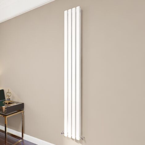AICA Oval Column Radiator 1800x236mm Central Heating Vertical Double Stylish Grey White
