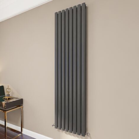 AICA Oval Column Radiator 1800x472mm Central Heating Vertical Double Stylish Anthracite
