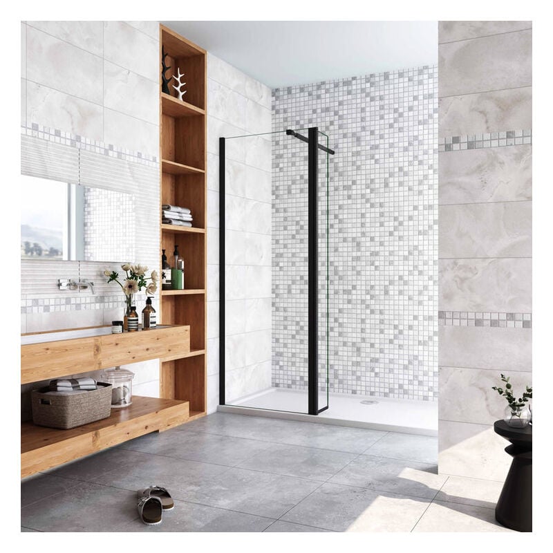 Aica Sanitaire - aica paroi de douche 80+30x200cm paroi de douche à l'italienne avec un retour pivotant 30cm en 8mm verre anticalcaire avec une barre