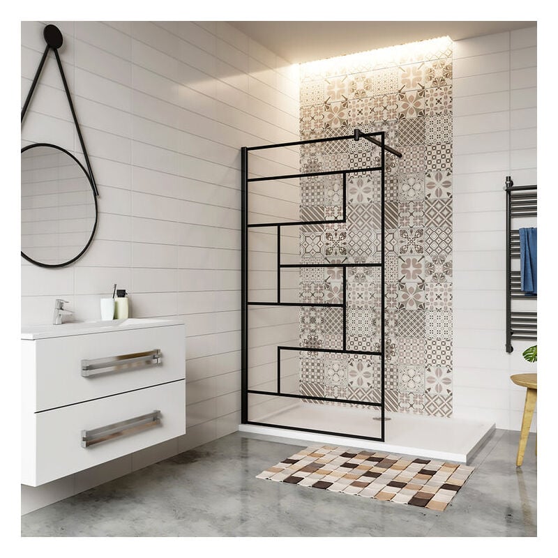 Aica Sanitaire - aica paroi de douche 120x200cm paroi de douche à l'italienne en 8mm verre anticalcaire style moderne avec une barre extensible