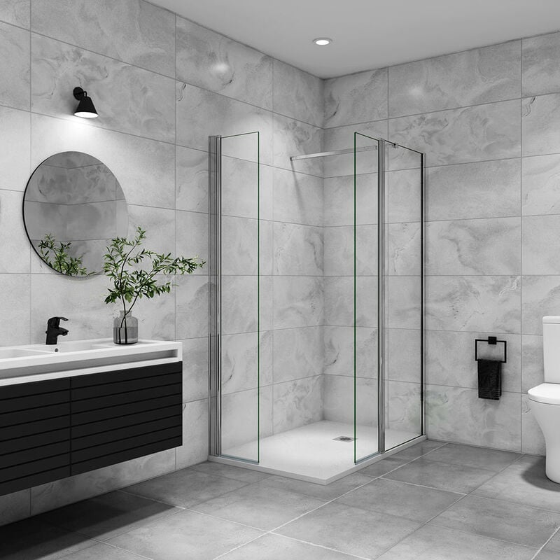 Aica paroi de douche avec retour pivotant 70+40x200cm avec une barre extensible paroi de douche pivotante 45x200cm verre 8mm securit anticalcaire