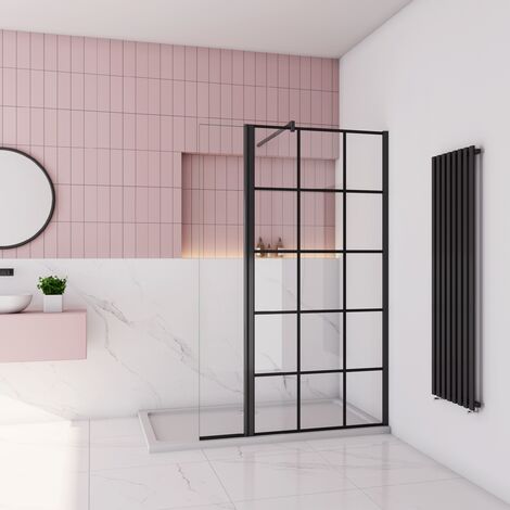 AICA paroi de douche industrielle 100x200cm avec un retour pivotant 30cm livré avec une barre de stabilisation 90cm