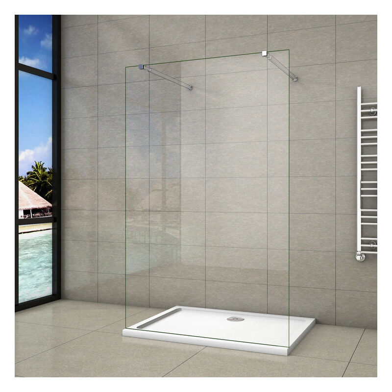 Aica Sanitaire - aica paroi de douche 117.7x200cm l'ouverture des deux côtés douche à l'italienne avec 2 barres extensibles