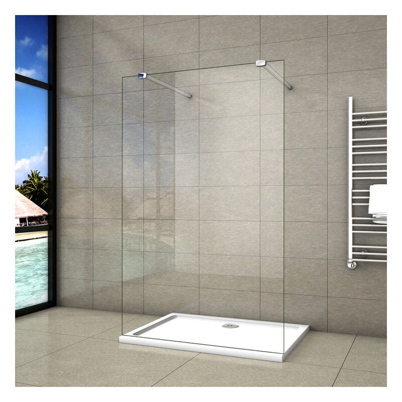 Aica Sanitaire - aica paroi de douche 67.7x200cm l'ouverture des deux côtés douche à l'italienne avec 2 barres renforcés