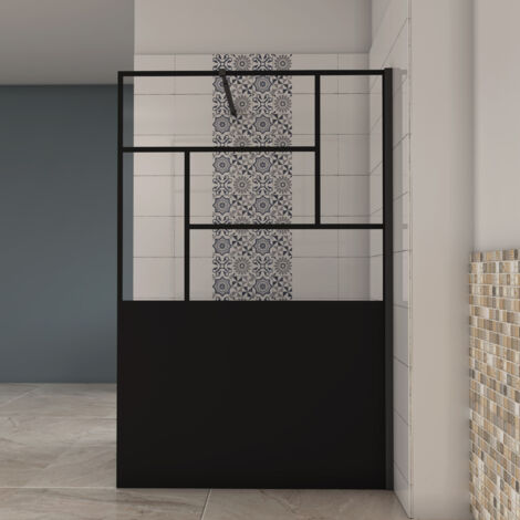 AICA Paroi de douche style Atelier 120x200cm,Paroi douche italienne industrielle,avec une barre de fixation extensible,Conception et intimité