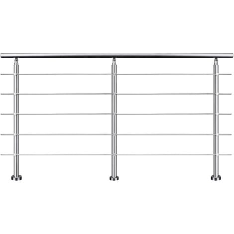 AICA SANITAIRE Aica Pasamanos para Escaleras de Acero Inoxidable Barandilla Interior Exterior Baranda ( 200 cm , 5 Travesaños )