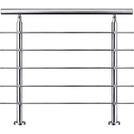 AICA SANITAIRE Aica Pasamanos para Escaleras de Acero Inoxidable Barandilla Interior Exterior Baranda ( 80 cm , 5 Travesaños )