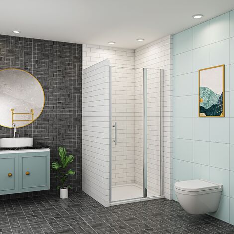 AICA porte de douche pivotante 110x187cm installation en niche verre transparent