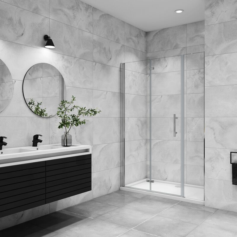 Aica porte de douche pivotante 150x185cm porte de douche pliante avec un élément fixe en 6mm verre anticalcaire