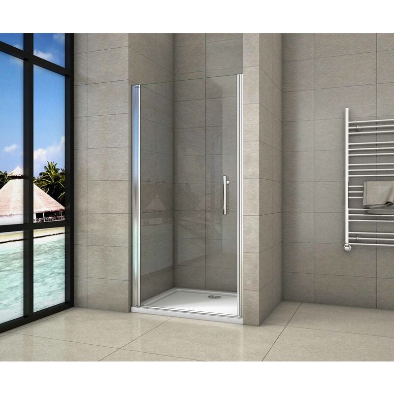 Aica Sanitaire - aica porte de douche pivotante 90x180cm en 6mm verre anticalcaire porte de douche Hauteur 180cm Installation en niche