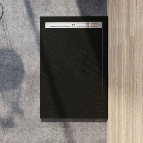 AICA Receveur de douche à poser 100x90cm antidérapant noir anthracite