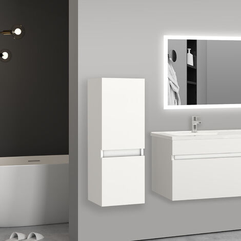 Aica Sanitaire – Meuble colonne salle de bain 30x30x83 cm – 2 portes avec fermeture silencieuse – MDF écologique – Installation facile murale