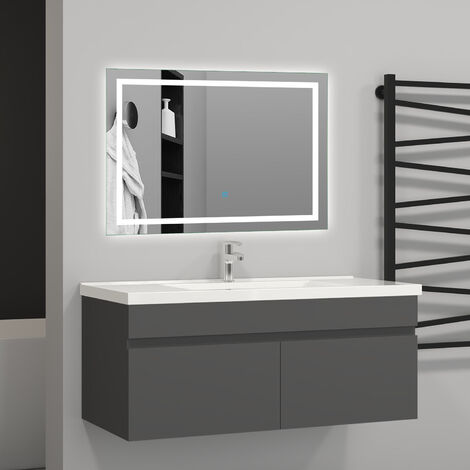 Aica Sanitaire – Meuble salle de bain 99x45x40cm – 2 portes – Vasque suspendue en MDF anti-déformation – Charnières aluminium – Montage facile
