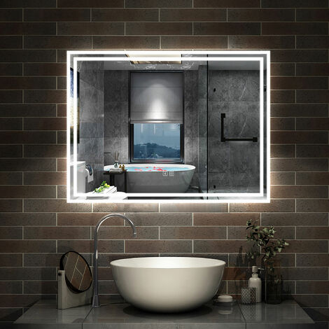 50/60/70/80/100/120/140/160cm Simple bluetooth LED tactile miroir de salle de bain tricolore
