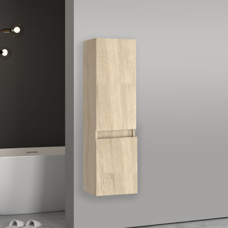 Aica Sanitarios Armario auxiliar de baño, 30 x 30 x 110 cm,color roble