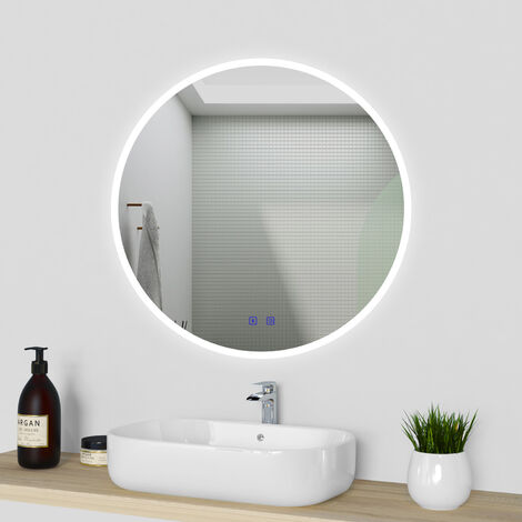 Specchio LED Bagno Rotondo Antiappannamento+Luce Modificabile(giallo caldo 2700k - bianco freddo 6500k)+Bluetooth