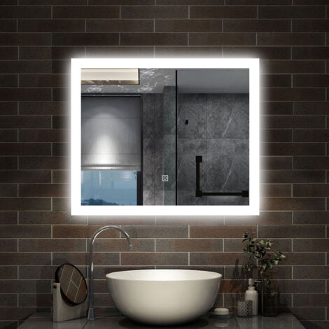 AICA - Specchio con led 100X60cm.Cornice smerigliata.Touch control + Antiappannamento + Dimmerabile