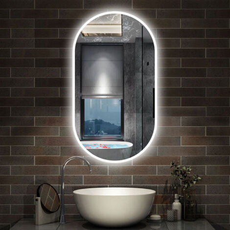 AICA - Specchio con led 60X80cm.Disappannamento + Touch control + Dimmerabile.Cornice smerigliata