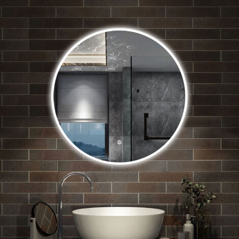 AICA - Specchio con led 70X70cm.Cornice smerigliata.Touch control + Antiappannamento + Dimmerabile