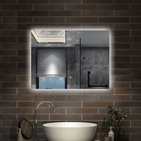 AICA - Specchio con led 80X60cm.Bordo non sabbiato.Touch control + Antiappannamento + Dimmerabile