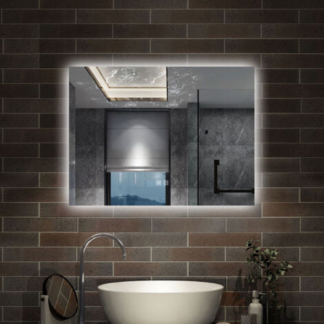 AICA - Specchio con led 80X60cm.Touch control + Antiappannamento + Dimmerabile + 3 Temperature di Colore