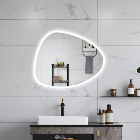Aica Specchio da bagno 100 x 80 cm, dimmerabile, Funzione Memoria, antiappannamento, 3 colori