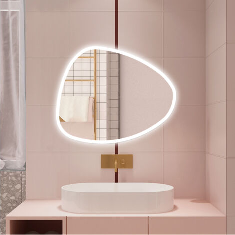 AICA Specchio da bagno 100 x 80 cm, dimmerabile, Funzione Memoria, antiappannamento, 3 colori