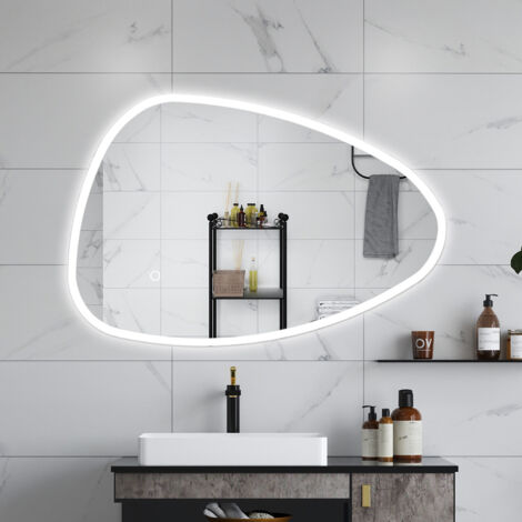 Aica Specchio da bagno 120 x 80 cm, dimmerabile, Funzione Memoria, antiappannamento, 3 colori