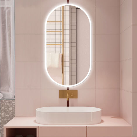 AICA Specchio da bagno 80 x 60 cm, dimmerabile，interruttore touch， Funzione Memoria, antiappannamento